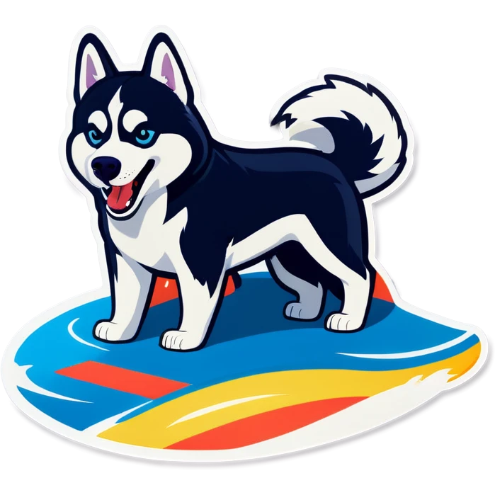 Husky surfing on a bed  emoji