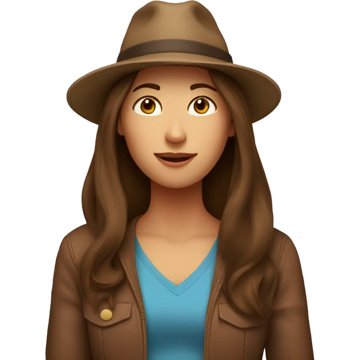 Mom with long brown hair and son with a hat emoji