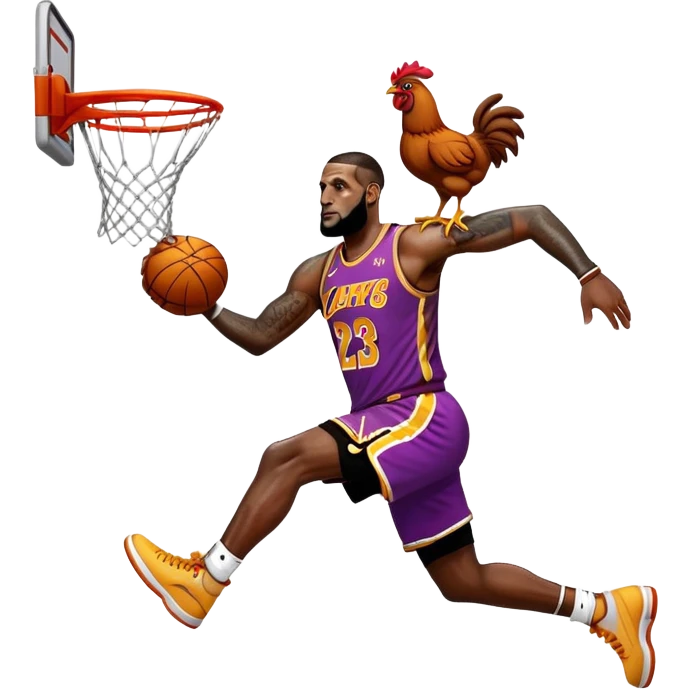 LeBron James dunking on a chicken emoji