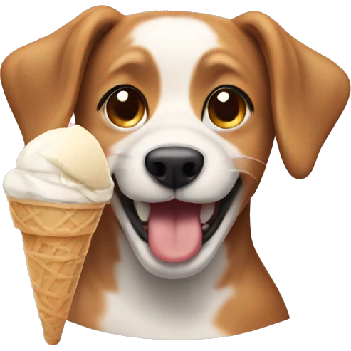 Dog eating ice crean emoji