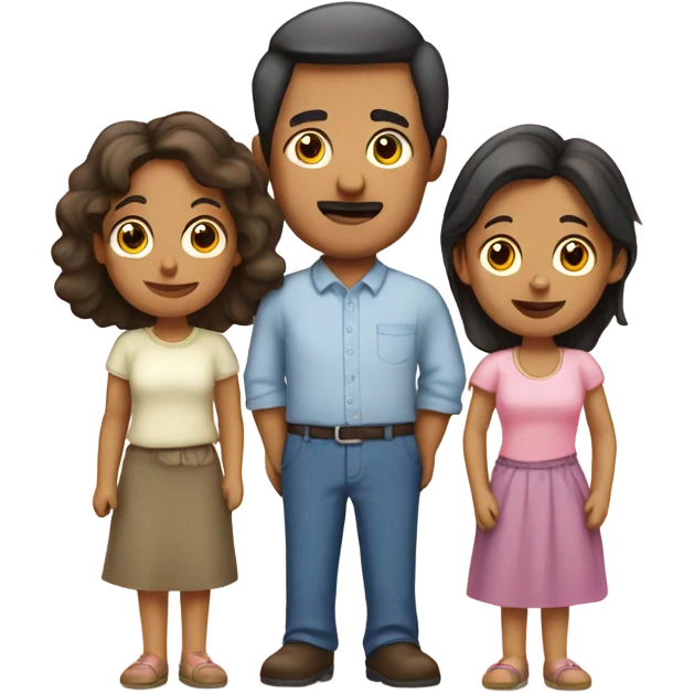 Familia de 5 personas papá mama hijas tres emoji