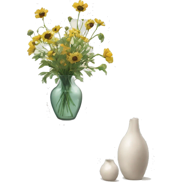 glass vase and framed art next to it emoji