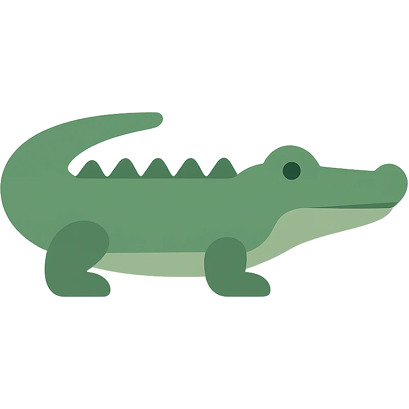 crocodile, flat icon style, bold colors, geometric shapes emoji
