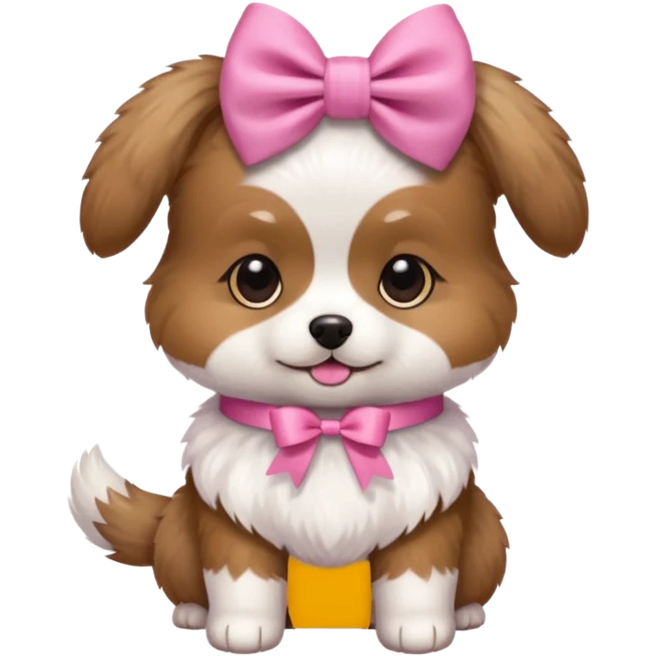 small dog with a pink ribbon bow emoji
