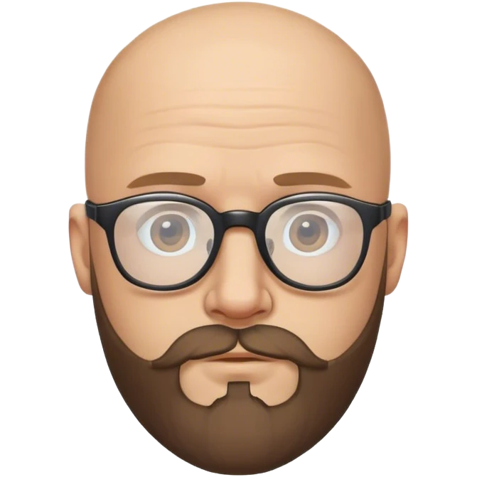 White bald head with beard and glasses  emoji