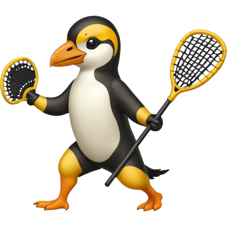 Macaroni penguin playing lacrosse emoji