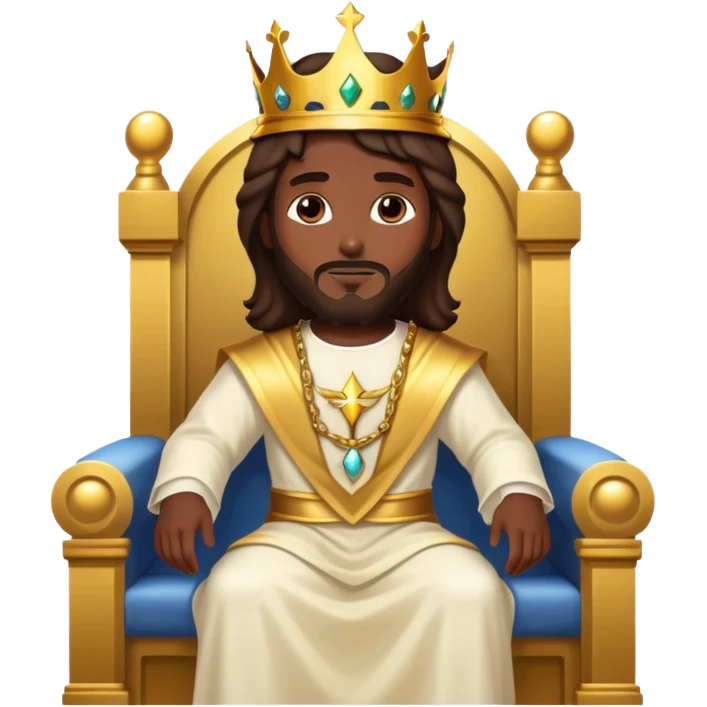 Dark skin Jesus heavenly Throne with just a Gold crown no jewelry  emoji
