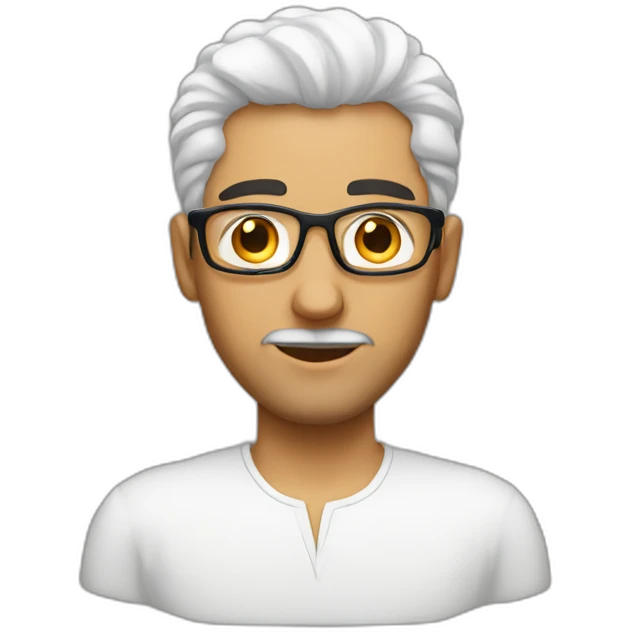 Arabic White man with a some hair and glass emoji