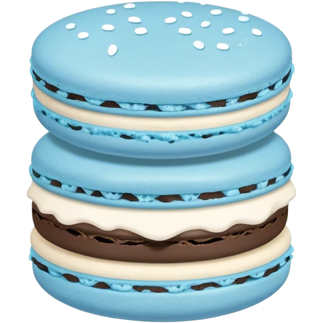 A light blue macaron topped with sugar. emoji
