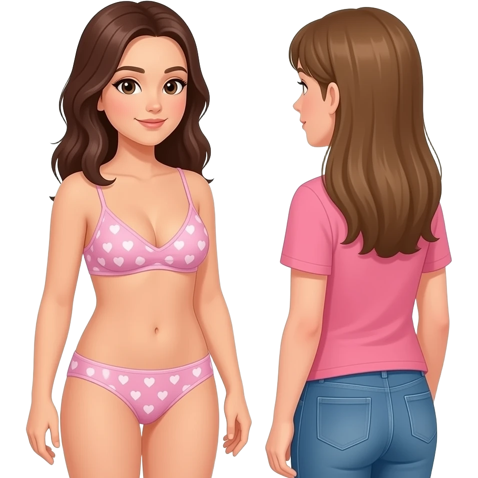 A woman gets naked without clothesin front of her friend emoji