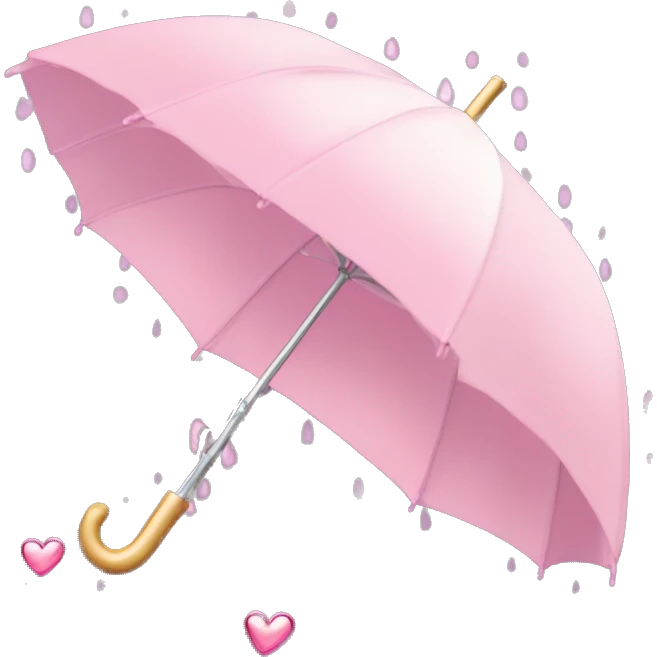 Pastel Pink Umbrella "A pastel pink umbrella with a trans-lucent, glowing canopy, sparkling raindrops on the surface, and tiny heart-shaped accents." emoji
