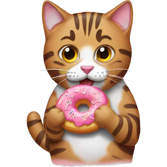 Tabby cat eating doughnut emoji