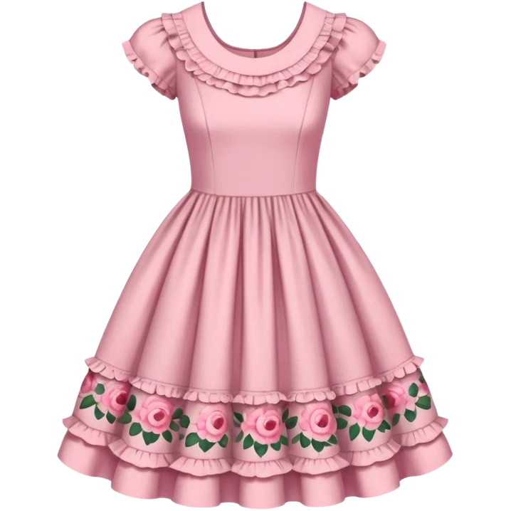 Cottagecore style ultra cute vintage material pink dress emoji