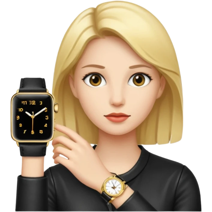Woman with a gold watch emoji