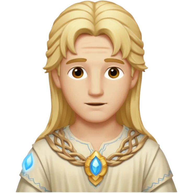 Adonis, God of Beauty from Gods and Goddesses with long golden blonde hair, cream outfit emoji