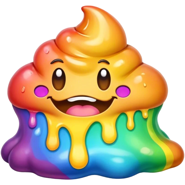 melted rainbow poop emoji monster emoji