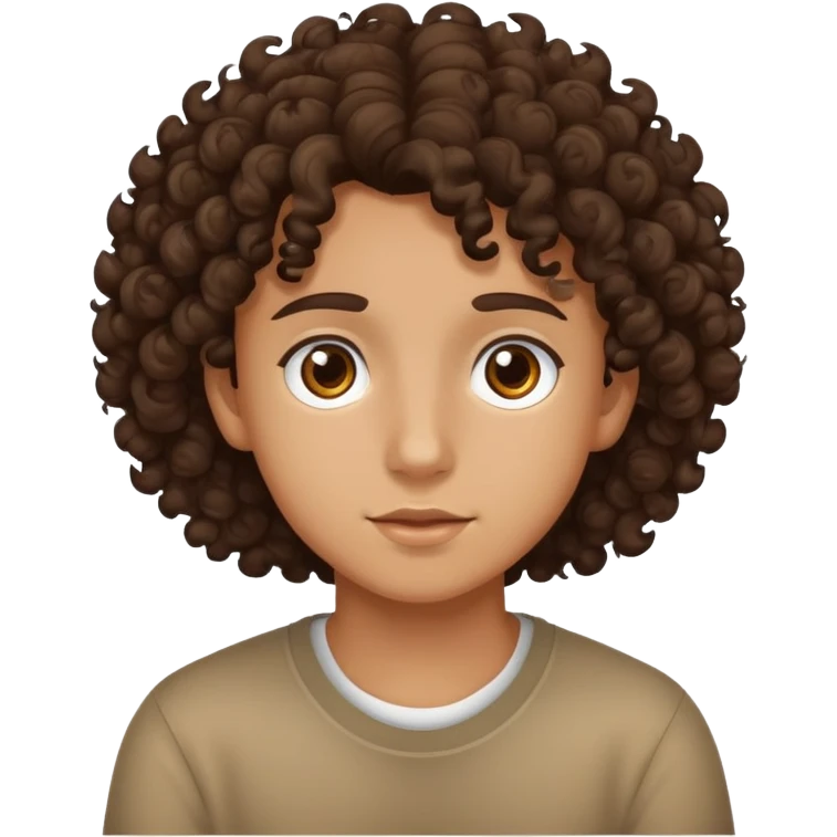 tan teenager with curly dark brown hair emoji