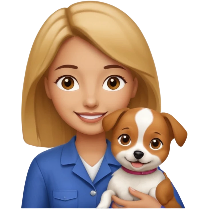 a woman vet holding a small dog emoji