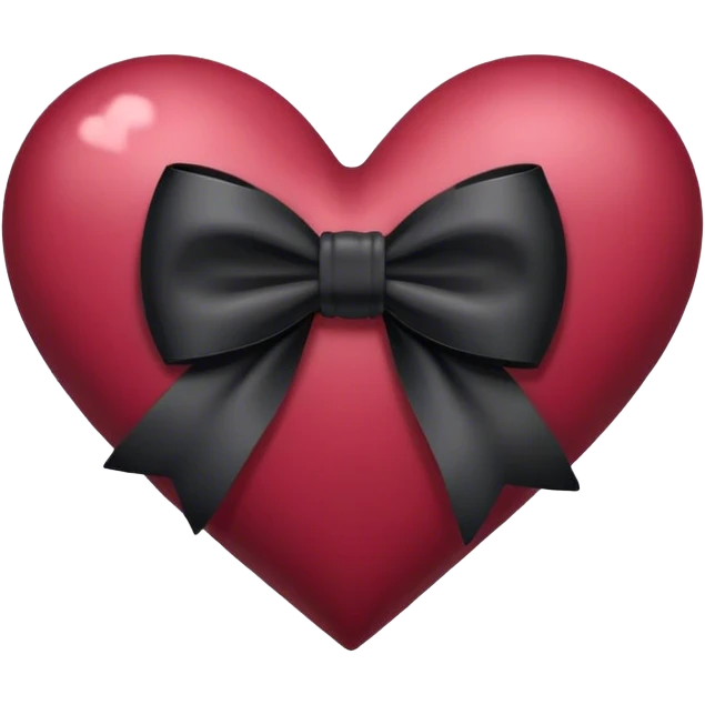 burgundy  heart with black bow emoji