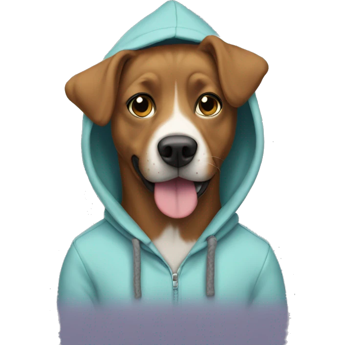Felicity as a dog wearing a hoodie emoji