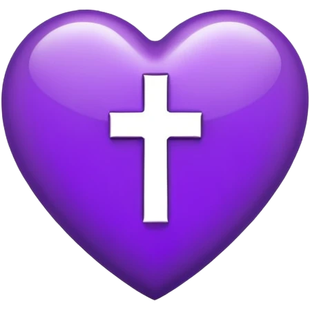 The white Letter “t” inside a Purple Heart emoji