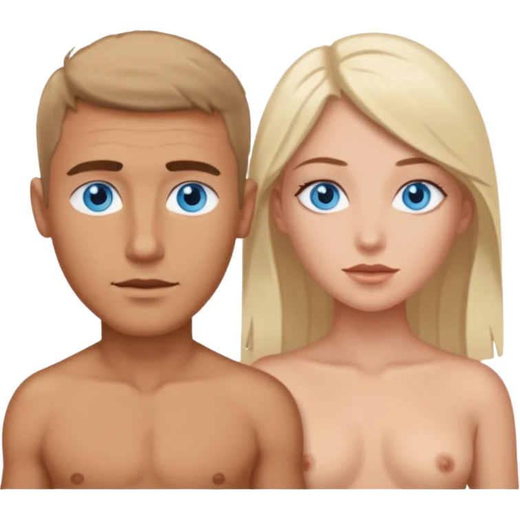 White Man blue eyes and white woman blue eyes having sex naked emoji