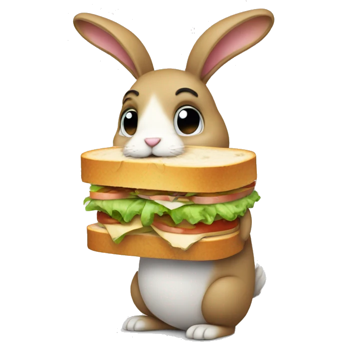 Make a sad rabbit eating a sandwich emoji