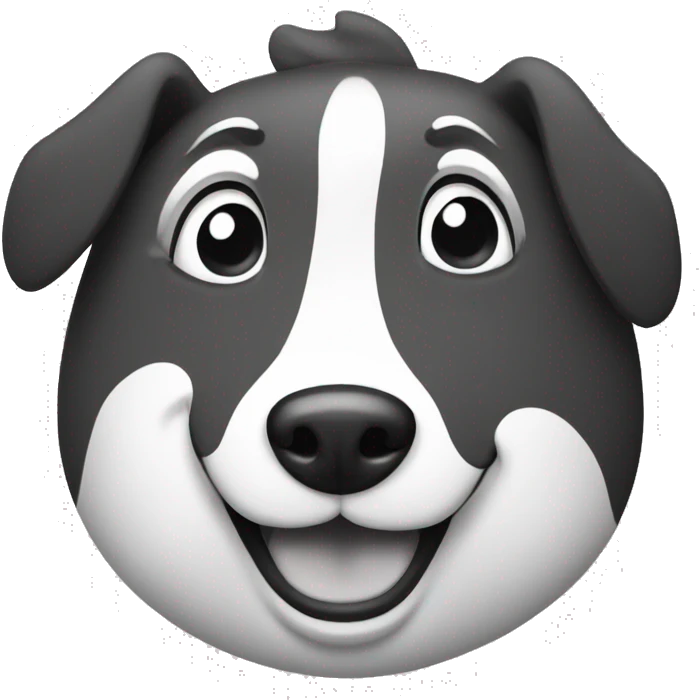 Happy dog face in black and white emoji