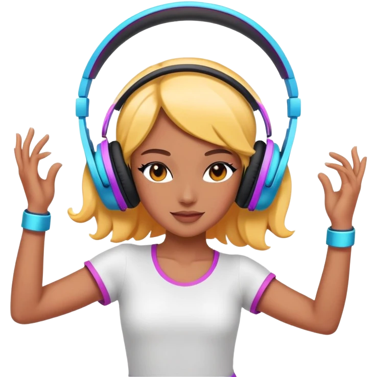 Colorful dancing figure with headphones for 'Beauty and a Beat' emoji