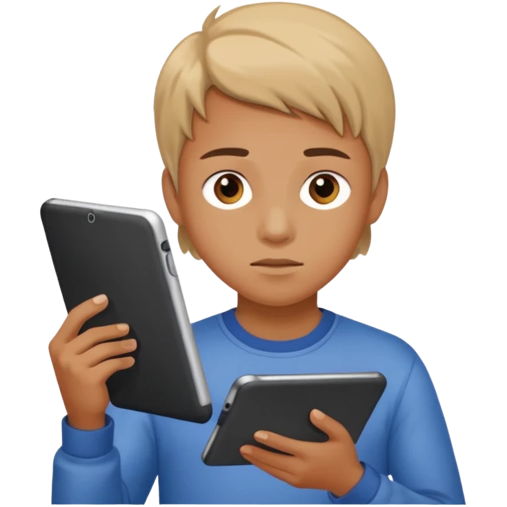 Teen gaming on tablet emoji