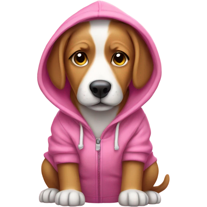 dog wearing a hoodie that's pink and cute  emoji