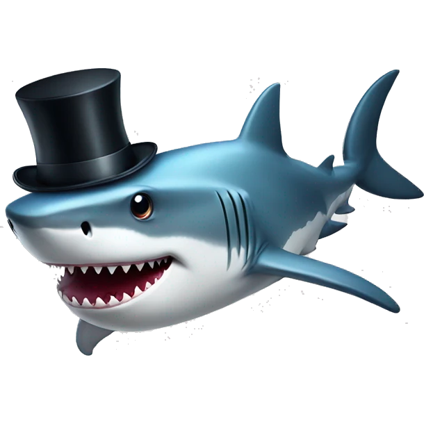 Shark with a top hat emoji