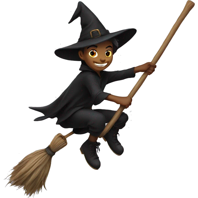 Boy witch on broom emoji