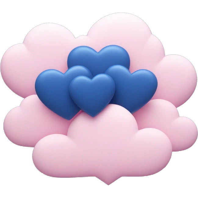 5 dark blue hearts, which different in size, around a big white-pink cloud emoji
