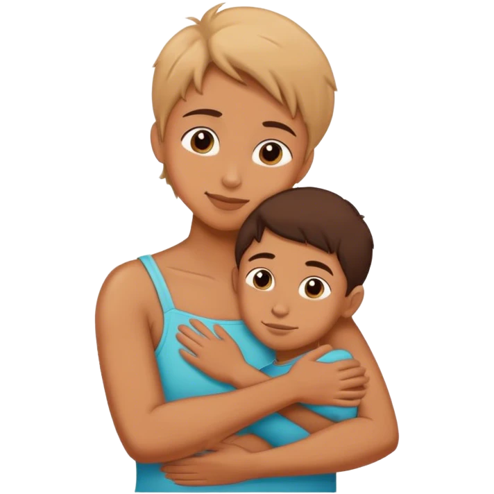 boy hugging his mother emoji