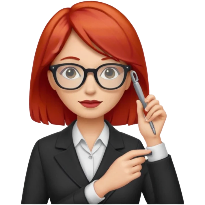 tailor woman with red hair and glasses emoji