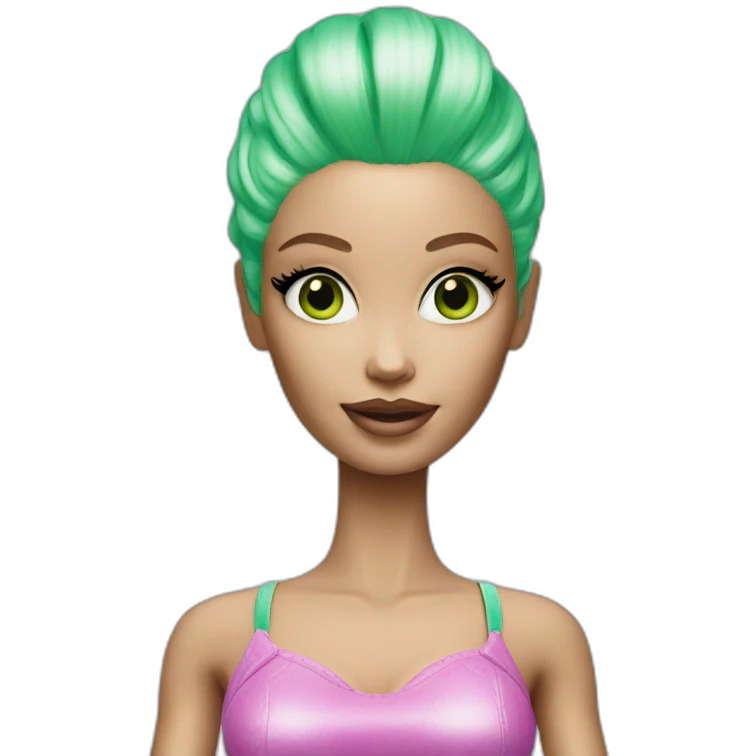 Alien Barbie with green skin emoji