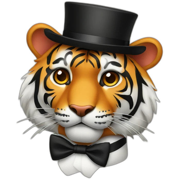 Tiger Wearing A Top Hat And Bow Tie emoji
