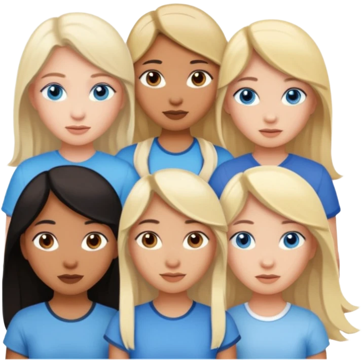 5 girls 3 Filipinas(one is lighter) one Indian and one white blonde girl with blue eyes  emoji