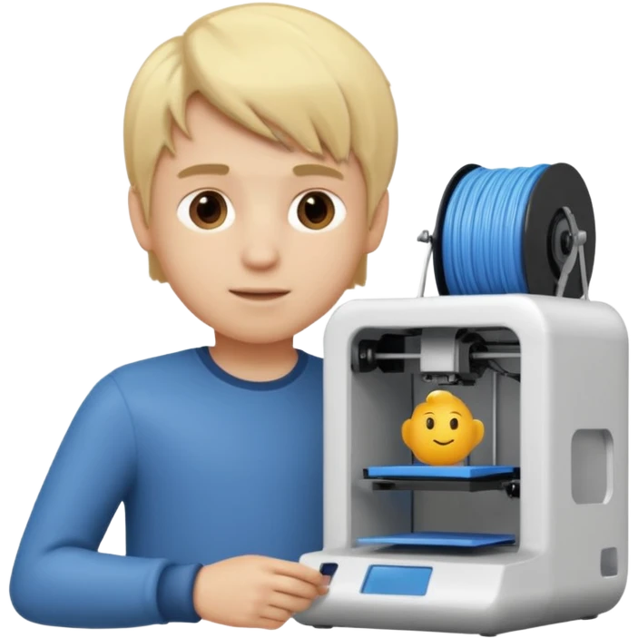 Boy with blonde hair using 3D Printer emoji