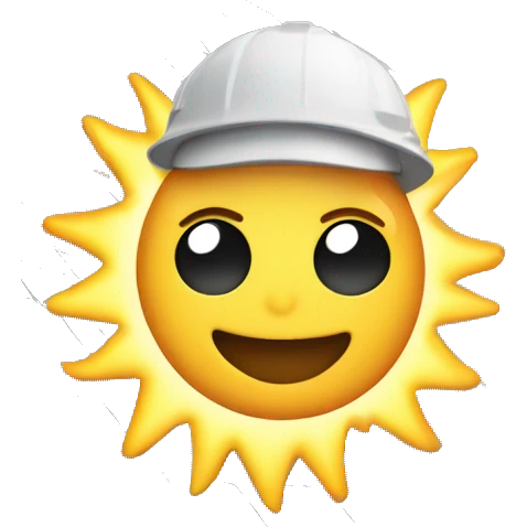 sun shining on solar panel turining into electricity emoji