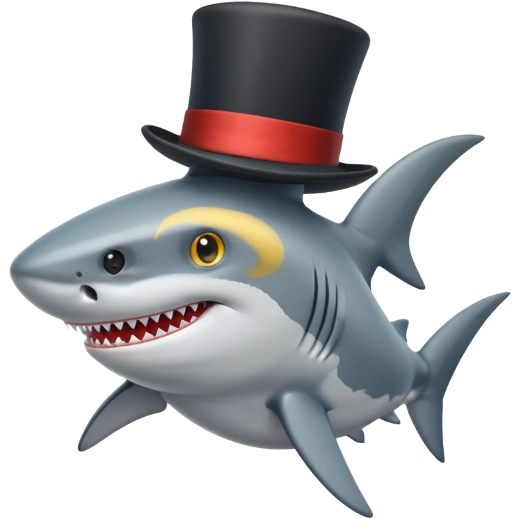Shark with a top hat emoji