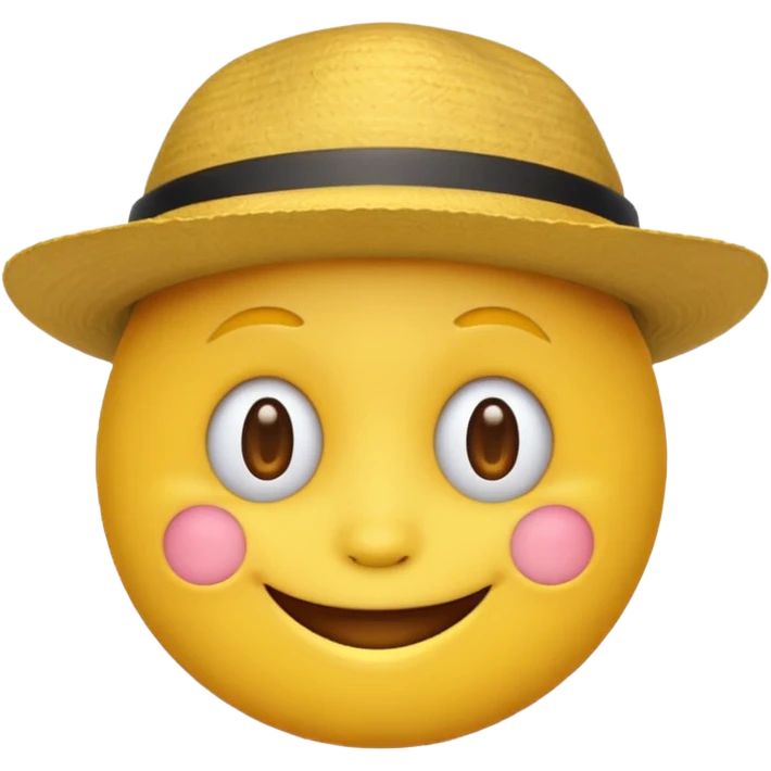 classic yellow emoji face wearing a hat, cheerful expression emoji