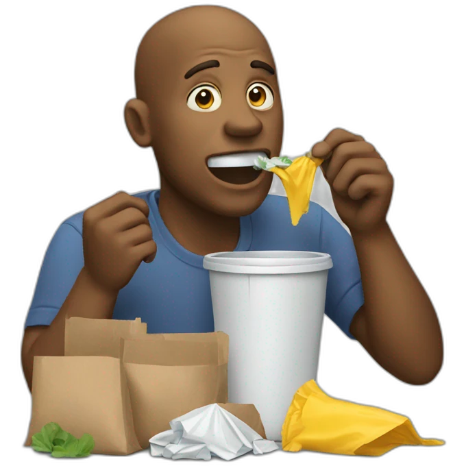 Man eating trash emoji