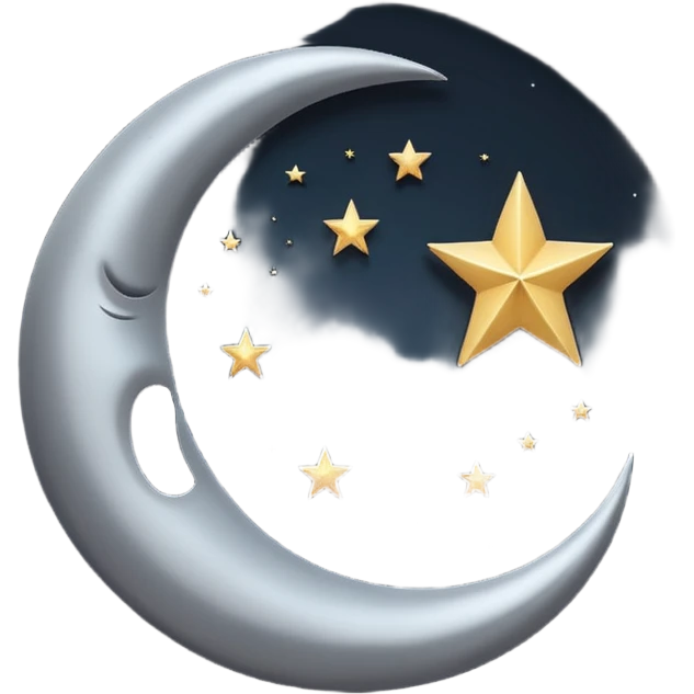 
iOS style emoji, minimal crescent, dark fantasy moon, flat emoji