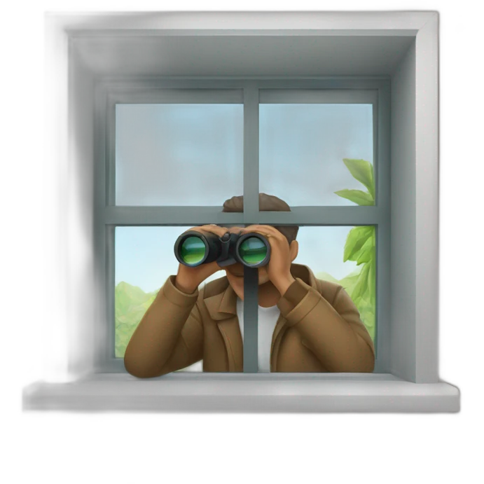 man with binoculars from window emoji