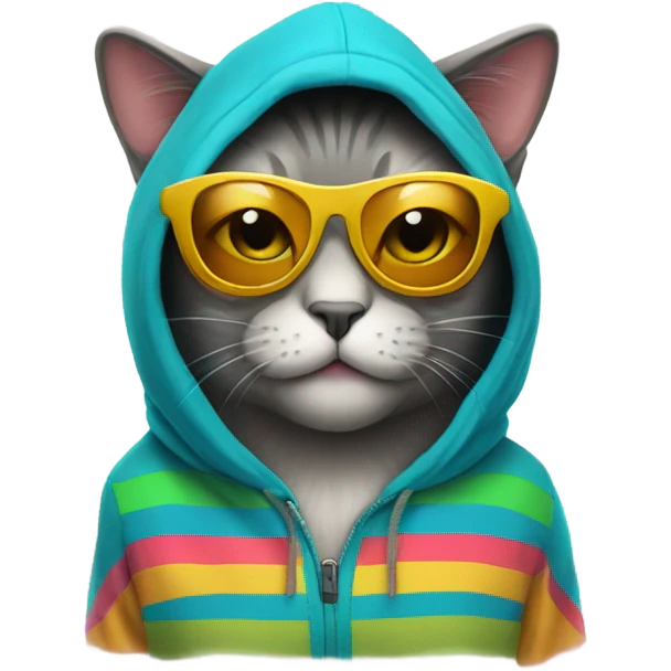 Cat wearing a hoodie and sunglasses  emoji