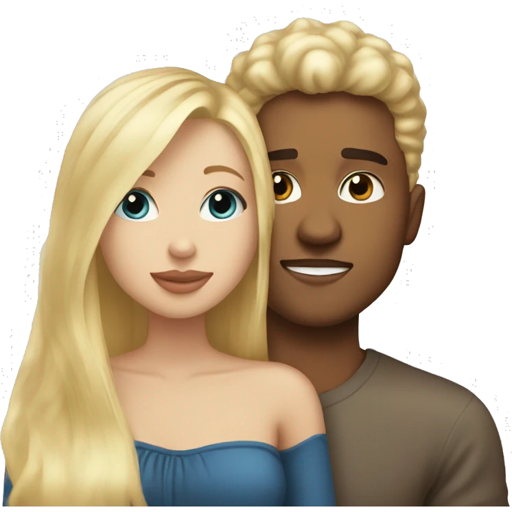 Light skin guy and blonde hair blue eyed girl kissing emoji