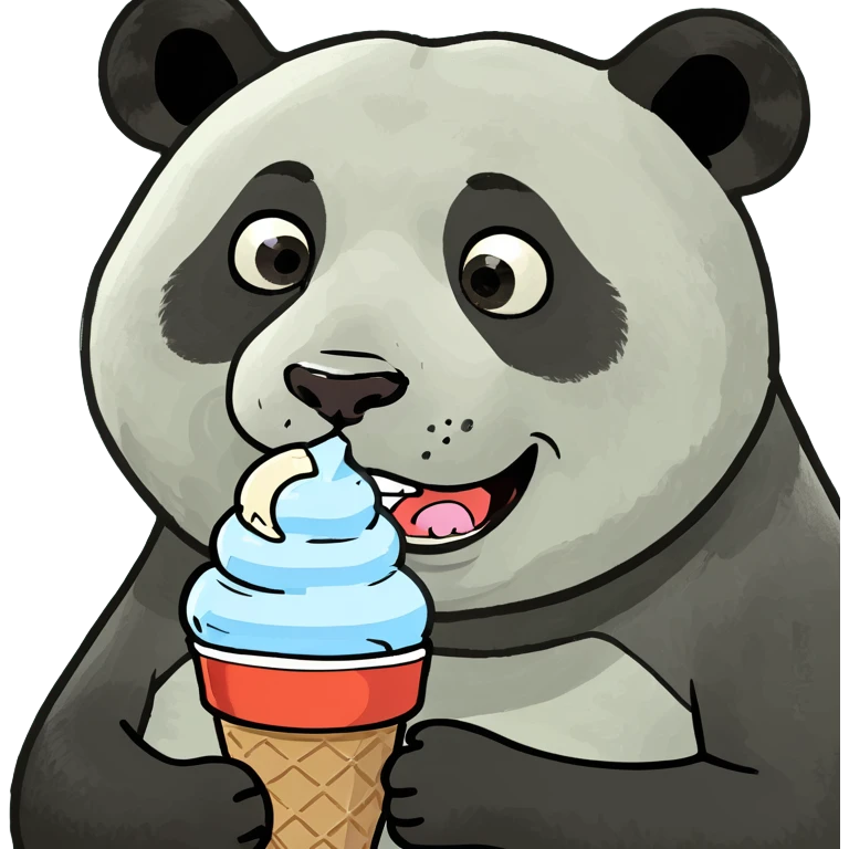 Panda eating ice cream emoji