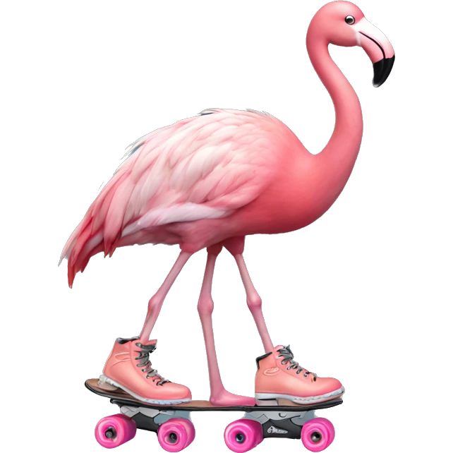flamingo wearing roller skates  emoji